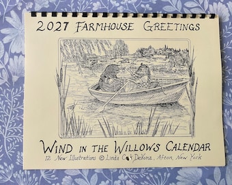 2027 Wind in the Willows wall calendar reprint- illustrated, printed and collated by LC DeVona of FarmhouseGreetings
