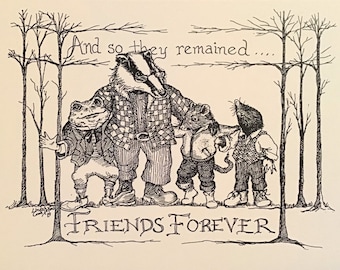 And So They Remained Friends Forever LC DeVona notecards-6, blank, ivory cards w env based on the last chapt of Wind in the Willows
