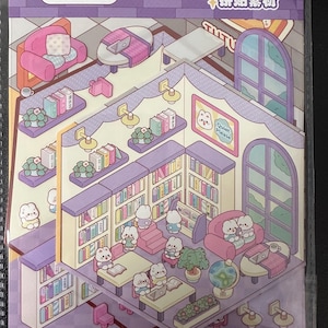 Mini sheets isometric miniature sticker scene room book, deco stick, cute japenese Korean sticker sheets book