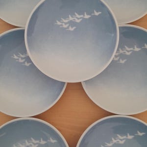 Small, blue vintage plates, bowls, swan, danish