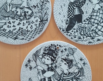 Björn Wiinblad plates, May, August, decoration, wall plate, Scandinavian, Nymöllle Denmark