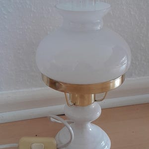Vintage table lamp, frosted glass, ceramic, Romege, style petroleum lamp