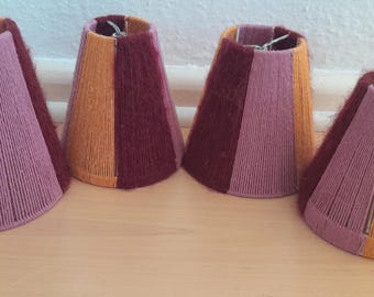 Vintage string lampshades, wool, curry, blackberry, rose