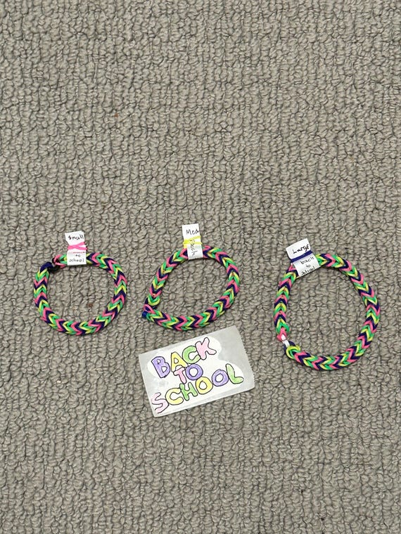 Handmade Rainbow Loom Back to School Fishtail Rubber Band Bracelet - Main Image