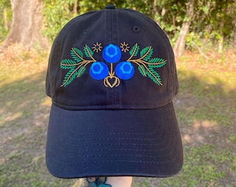 Blueberry Embroidery Organic Cotton Baseball Cap
