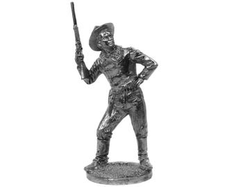 American Western Cowboy Polished Metal Sculpture Collectable Cowboy Miniature Figurine Soldier Wild West Cowboy Decoration Statue NOT A TOY!