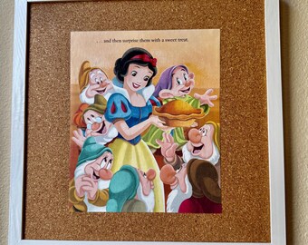 Disney Pin Board Snow White made from Little Golden Book NO PINS INCLUDED Dopey Sleepy Doc Grumpy Happy Sleepy Bashful Sneezy Dwarfs Goofy