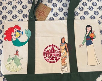 Disney Princess Custom Made Trader Joes Large Tote Green