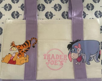 Disney Pooh, Tigger, Eeyore Piglet Purple Custom Made Trader Joes Mini Tote