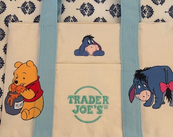 Disney Winnie The Pooh and Eeyore blue Custom Made Trader Joes Mini Tote