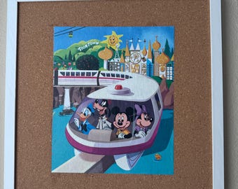 Mickey's Monorail Pin Board: Upcycled Little Golden Book Display