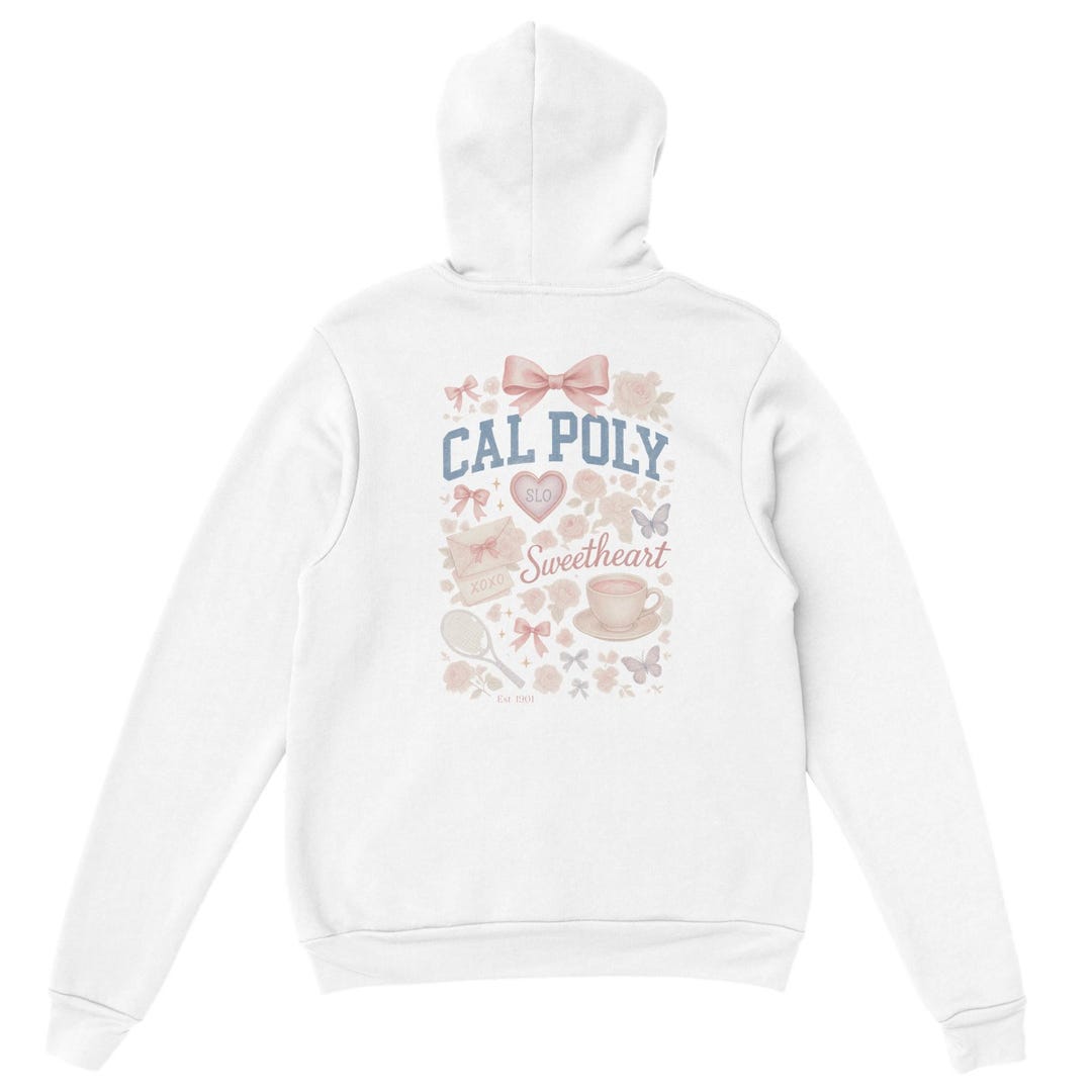 CAL POLY Hoodie With Bow & Back Design - Soft Cotton-poly Blend, Double ...