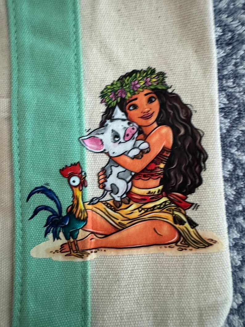 Disney Moana Pua and Hey Hey Custom Made Trader Joes Mini Tote One of a Kind image 3