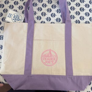 Disney Prinzessin Custom Made Trader Joes Large Purple Tote Belle, Ariel, Rapunzel Bild 7