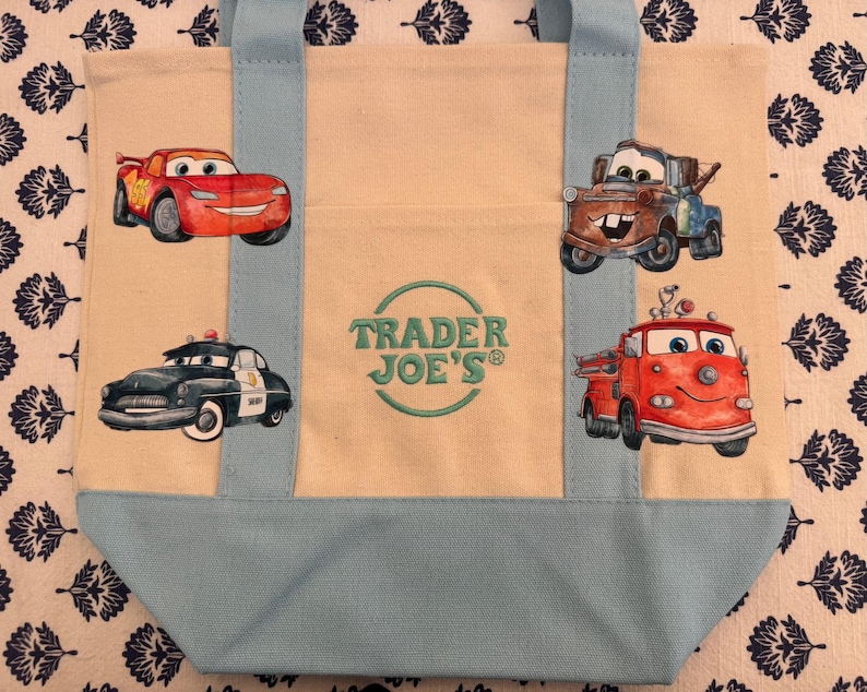 Disney Cars Lightning McQueen op maat gemaakte minidraagtas van Trader Joes, uniek in zijn soort afbeelding 1