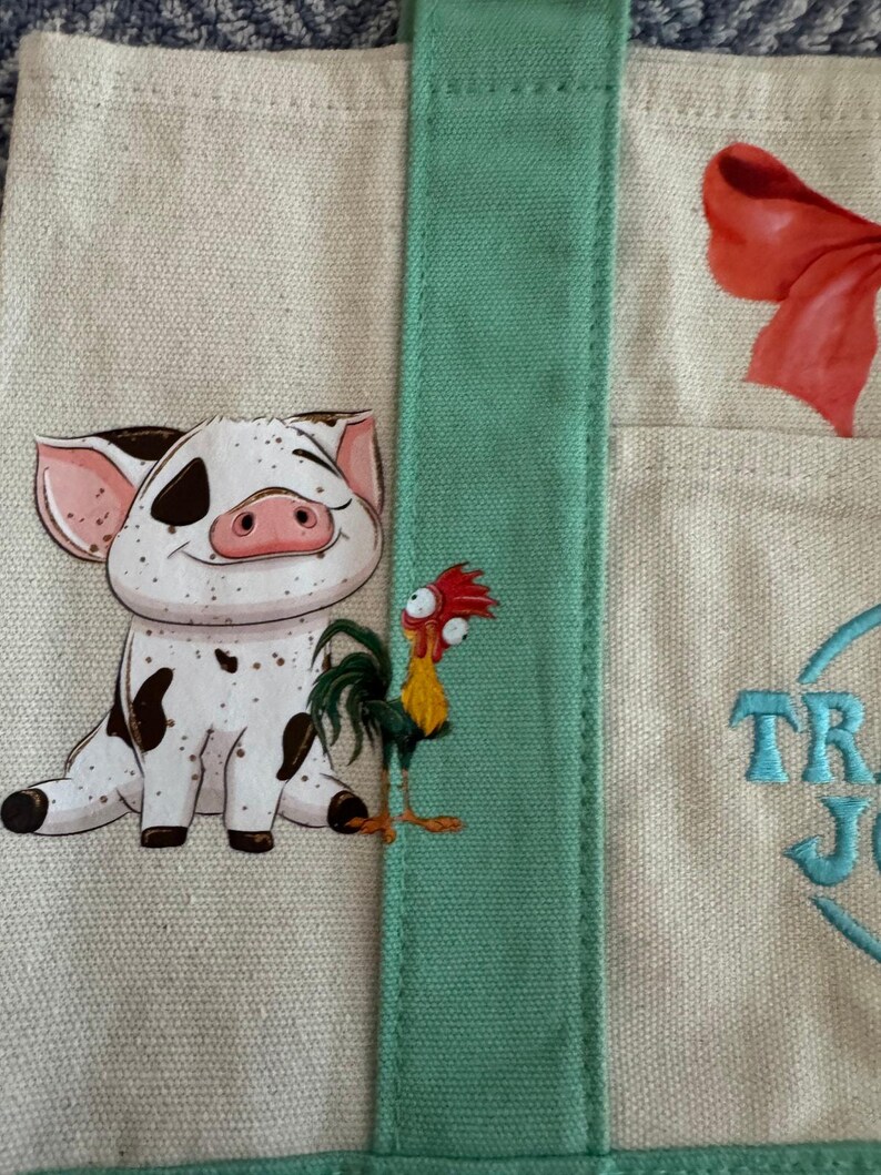 Disney Moana Pua and Hey Hey Custom Made Trader Joes Mini Tote One of a Kind image 4