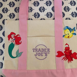 Disney Ariel Pink Double Sided Custom Made Trader Joes Mini Tote image 1