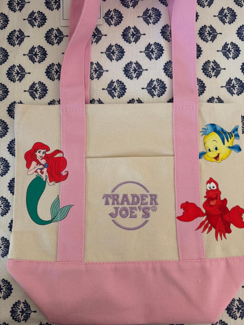 Disney Ariel Pink Double Sided Custom Made Trader Joes Mini Tote image 1