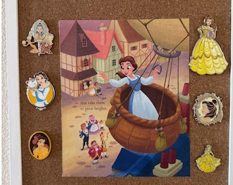 Kit de Pins da Bela da Disney, Quadro de Cortiça Personalizado com Pins Inclusos - Presente Perfeito