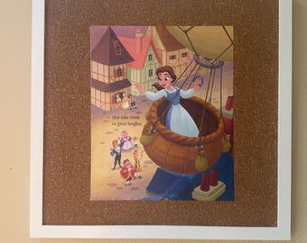 Tablero de Disney Bella de La Bella y la Bestia hecho con Little Golden Book NO INCLUYE PINES Bambi Pluto Dopey Ariel Disneyworld Disneyla