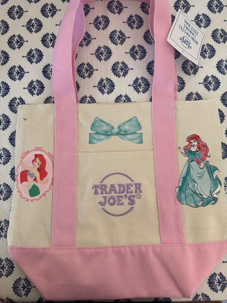 Disney Ariel Pink Double Sided Custom Made Trader Joes Mini Tote image 2