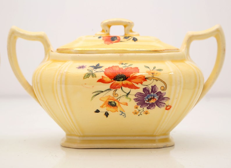 Vintage Limoges Golden Glow Pattern China Creamer and Sugar Etsy