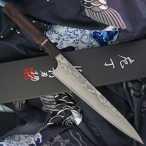 Sujihiki Japanese kitchen knife Takeshi Saji Ebony 24cm