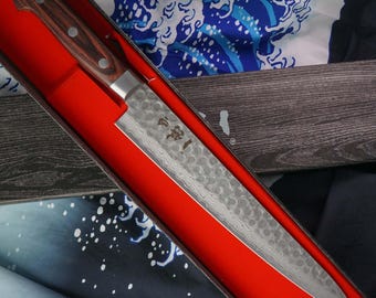 Sujihiki Japanese kitchen knife Ittetsu Damascus VG10 24cm