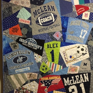 Memorial T-Shirt Quilt, Remembrance gift, Custom Artwork, Fabric Collage, Celebration of Memories