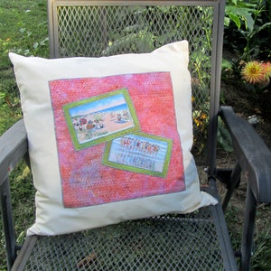 Funda de almohada de postales Vintage Beach