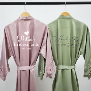 Bridal Party Robes,Bridesmaid Robes, Getting Ready Outfits,Wedding Robes, Bridal Shower Robes, Embroidered, Silk Robes, Bridal Robes