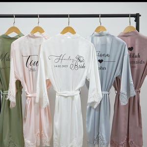 Custom Silk Bridesmaid robe gifts,Silky Lace Robe, Bridesmaid Robes, Bridesmaid Gifts, Bachelorette Party Gifts, Maid of Honor Gifts