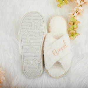 Custom Bachelorette Party Fluffy Slippers slippers,Bridesmaid Gift,bridesmaid proposal,bridal shower gift,wedding slippers,Fluffy Slippers