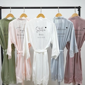 Custom Bridesmaid Robes for Bridal,Wedding Dressing Gown,Bridal robe,Robes,Satin Wedding Robe, White Bridal Robe,Bridal Party Gift for her