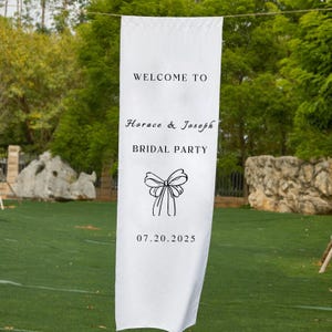 Custom Wedding Fabric Sign,Personalized Linen Wedding Welcome Sign,Minimal Boho Ceremony Sign, Modern Outdoor Wedding Decor, Fabric Sign
