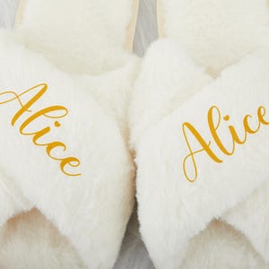 Custom Fluffy Slippers,Personalized Gift Fluffy Slippers,Fluffy Bride Bridesmaid Slippers,Bridal Mrs Wedding slippers,Fluffy Cross slippers