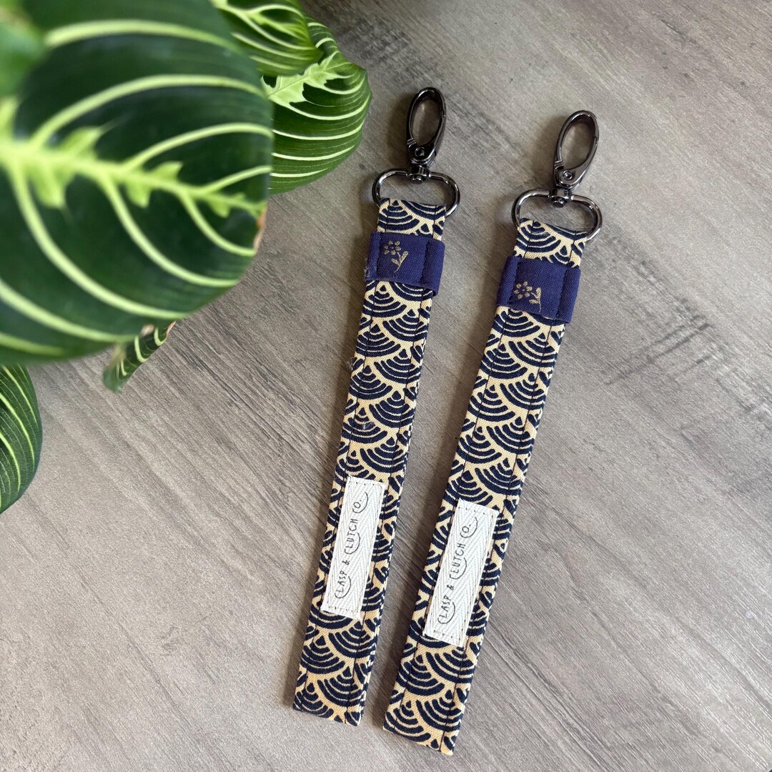 Japanese Seigaiha Indigo Key Fob. Key Holder, Key Ring, Lanyard, Car ...
