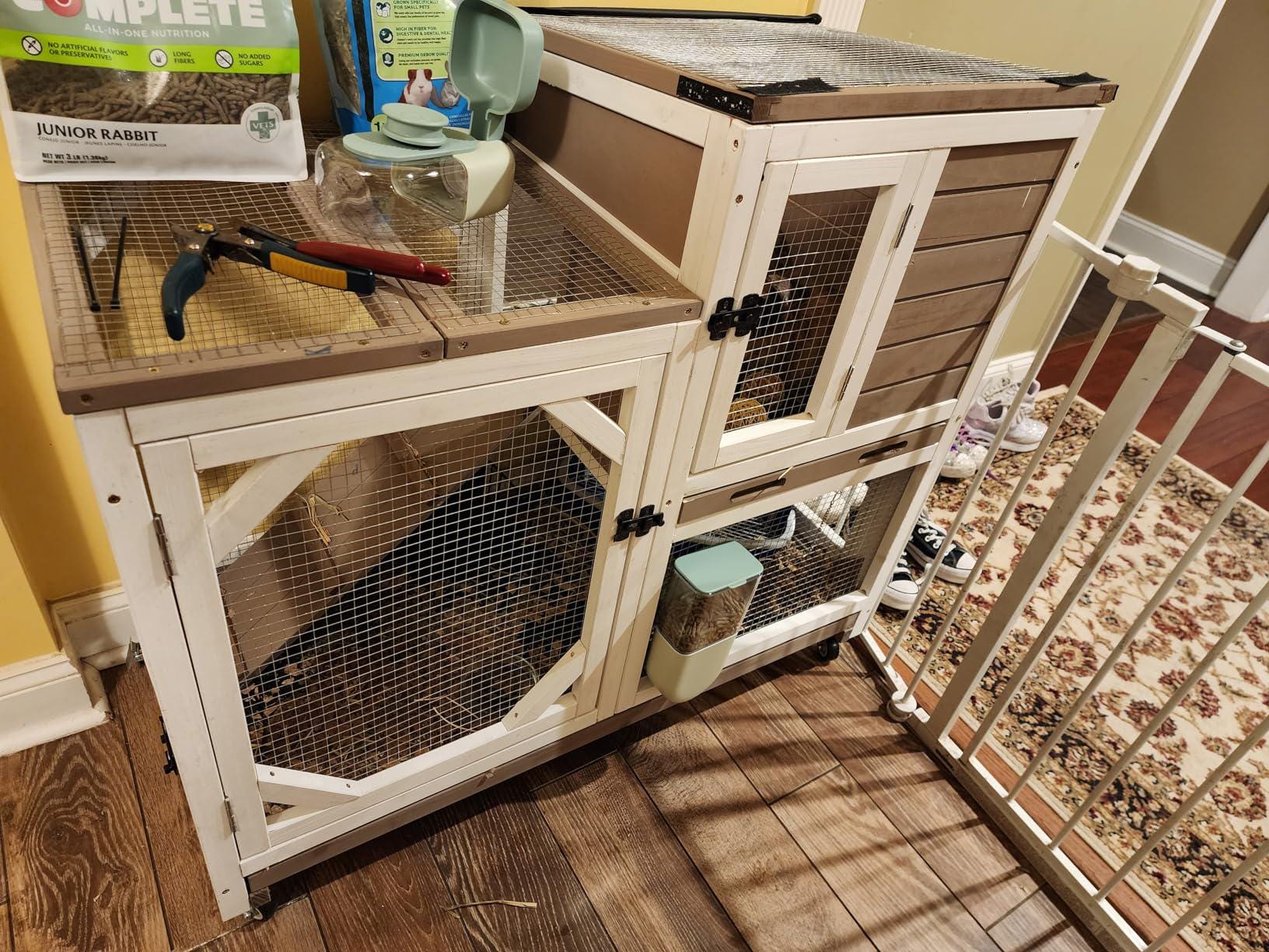 Duplex Wooden Rabbit Hutch With Wheels & Rain Cover - Etsy