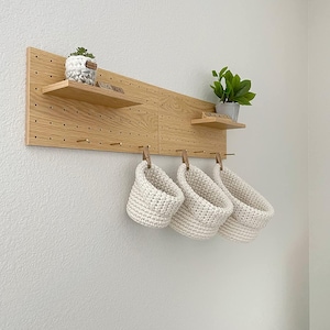 Wooden Pegboard Modular Display Organization Storage Wall Hooks Shelf | Coat Rack | Clothing Rack | Key Rack |Entryway Rack |Kitchen Storage