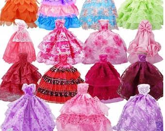2 Mix Lot Fashion Doll Dresses + 25pcs. Of Accessories