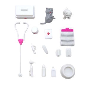 15 piezas. Set de médico/enfermera + set de mascota para muñecas de moda