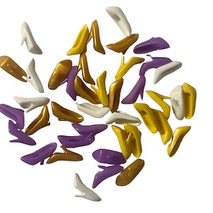20 pairs of Doll High Heels-Purple, Yellow, Gold, White-fits 11.5”