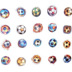 20 pcs. Soccer Ball Vinyl Stickers - Set 1