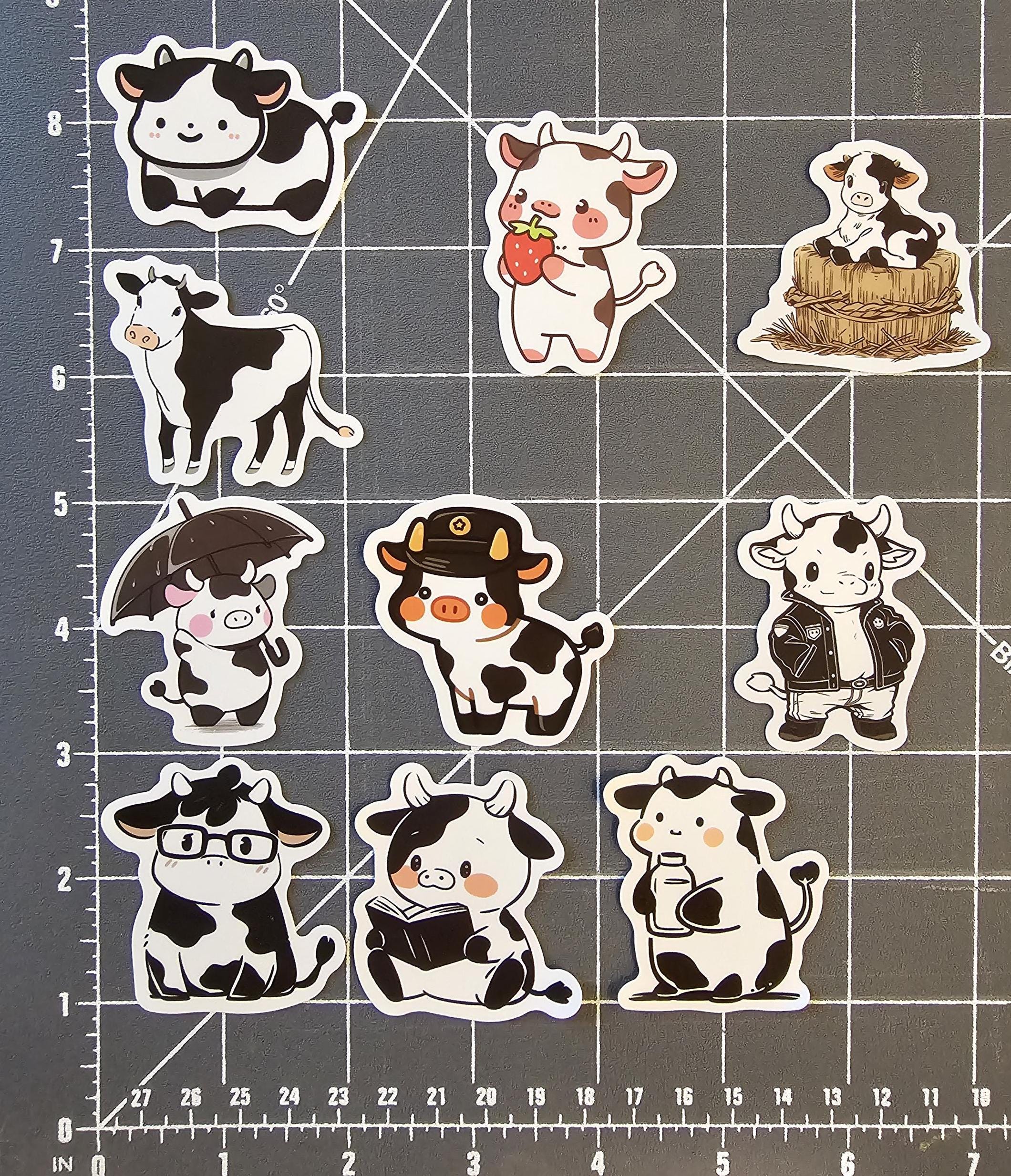 10 Pcs. Cartoon Cows Vinyl Stickers - Set 3 - Etsy
