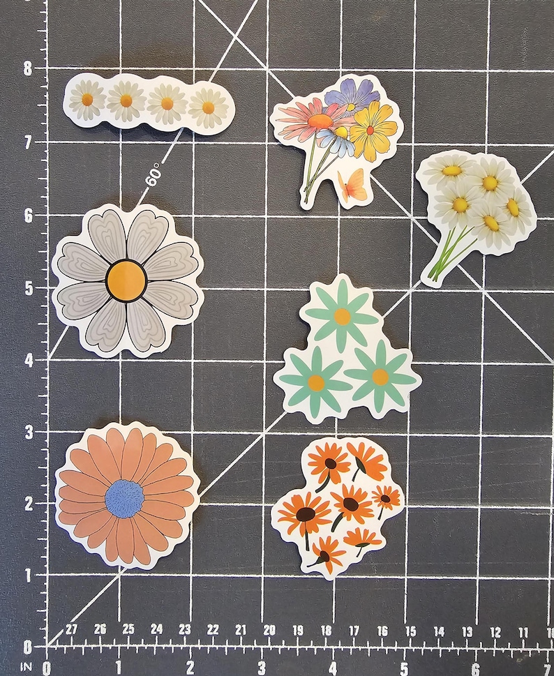 20 Pcs. Flower/daisy Vinyl Stickers - Set 1 - Etsy