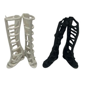12 pairs of Black and White Strapped Doll Boots-for 11.5” dolls