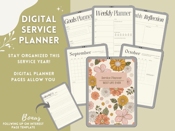 JW Digital Service Planner - Coral Floral - New Service Year 2024 2025 Goodnotes