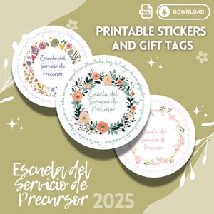 Spanish Digital Pioneer School Stickers Gift Tags, JW 2025 Fully Accomplish Your Ministry DIY Craft Printable
