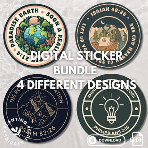 JW Stickers Bundle 4 Designs för Runda Klistermärken