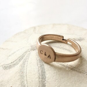 Personalized ring, two initials ring, Couple ring, personalized pinky ring, stackable ring, rose gold copper color, initial ring image 2